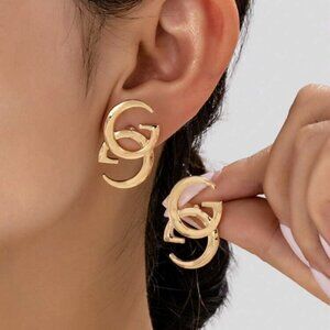 Inspired G Polished Gold Double G pierced Earrings